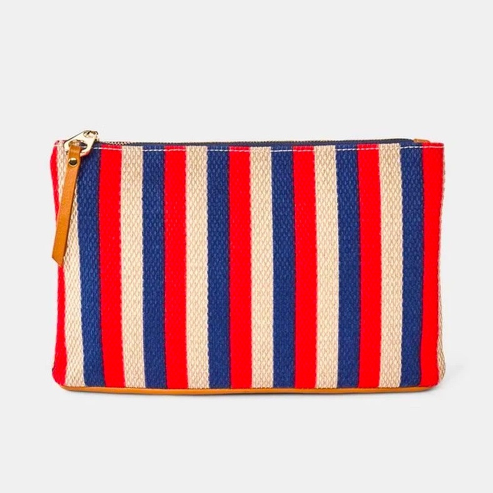 Universal Thread Red, Blue, and Beige Striped Nautical Vibes / Americana Clutch